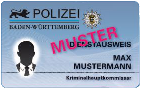 Baden-Württemberg Neuer Polizeidienstausweis Vorderseite