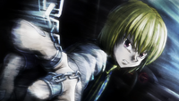 Kurapika uses his chain on capturing Uvogin