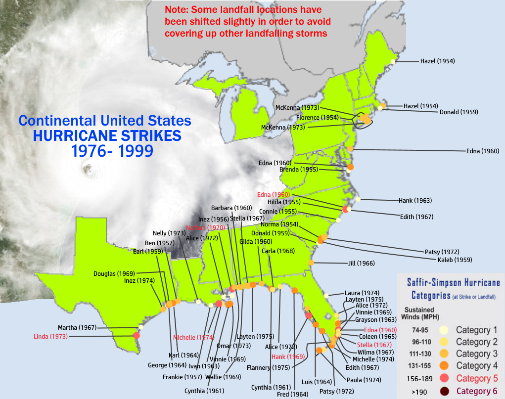 Strongest United States Hurricane Landfalls In Each State Sdtwfc Hypothetical Hurricanes 0745