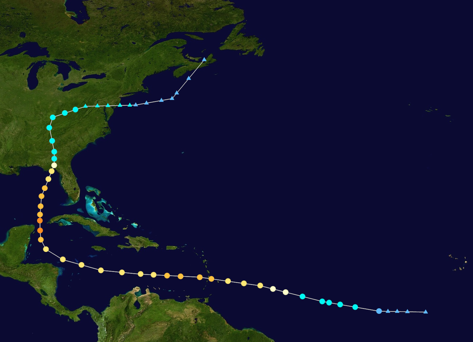 Projected track of the 2022 Atlantic hurricane season