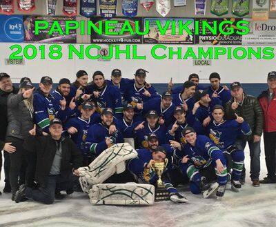 2018 NCJHL champions Papineauville Vikings
