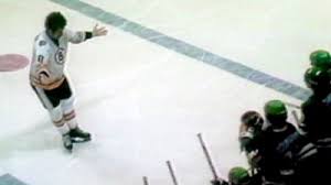 John Wensink challenging Minnesota North Stars bench to a fight