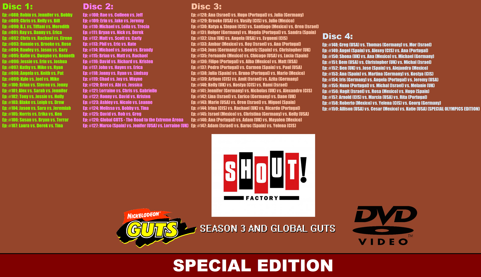 Nickelodeon Guts Season 3 And Global Guts Special Edition