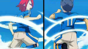 Hiroto and Toramaru spinning while performing Grand Fire Game