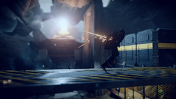 Bezbronny Delsin ucieka przed ostrzałem z wieżyczki (inFamous Second Son)
