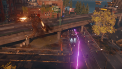 Delsin bezskutecznie usiłuje dogonić Fetch (inFamous Second Son)