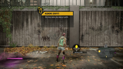 Fetch przed znacznikiem neonowego graffiti (inFamous First Light)