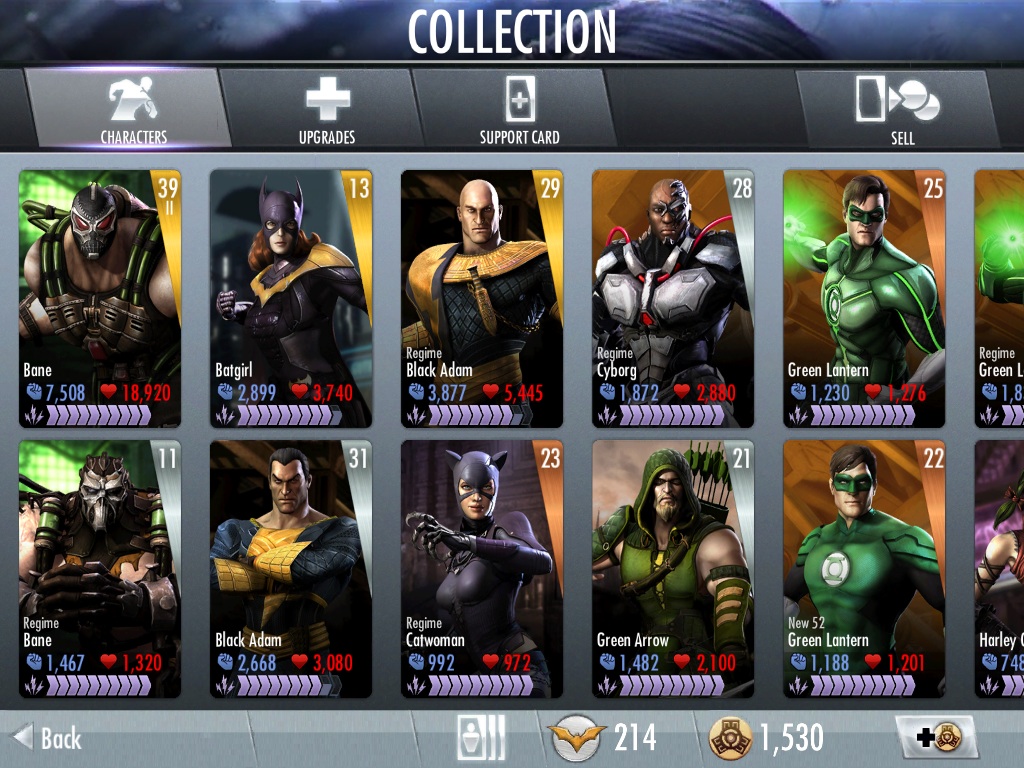 injustice gods among us characters stats