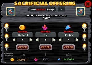 Sacrificial Offering screen