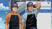 Ippo and Itagaki as helmsmen for the Kamogawa gym's fishing competition