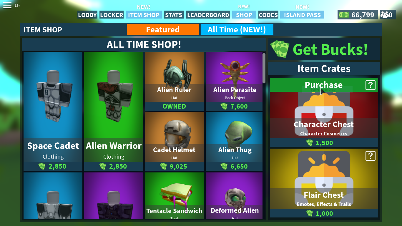 Roblox Island Royale Item Shop