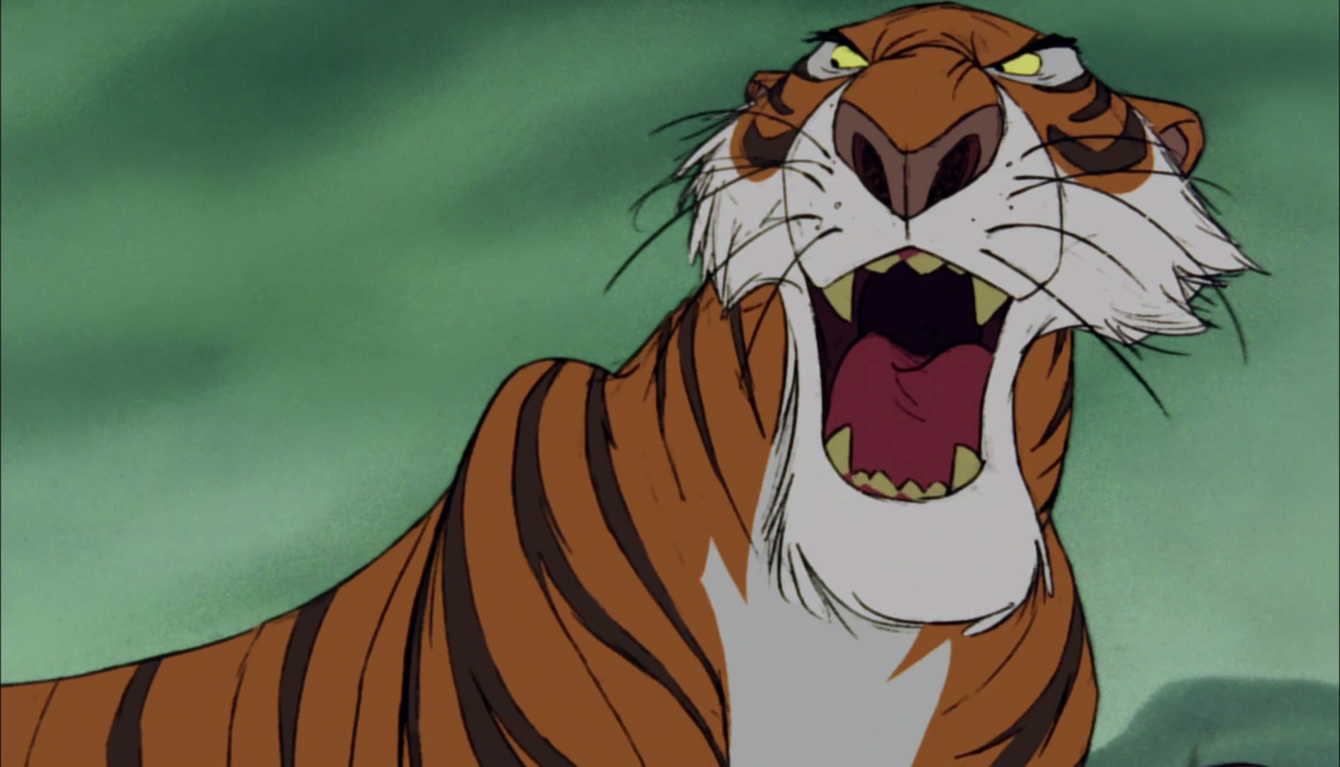 Shere Khan the Tiger is roaring at Baloo the Bear