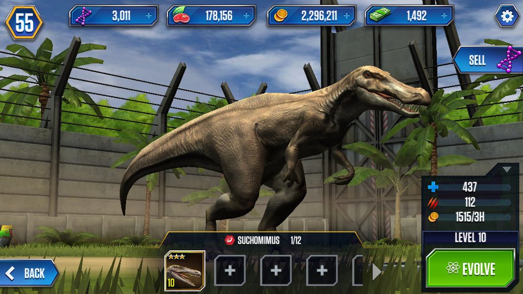 jurassic world the game suchomimus