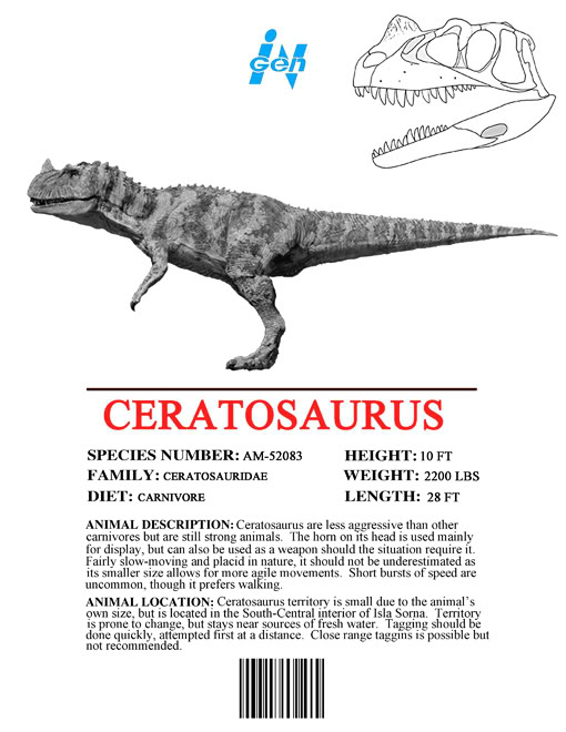 jurassic park ingen dinosaur list