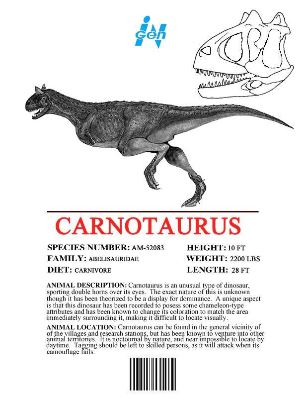 jurassic park ingen dinosaur list