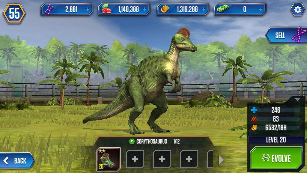 jurassic world the game corythosaurus