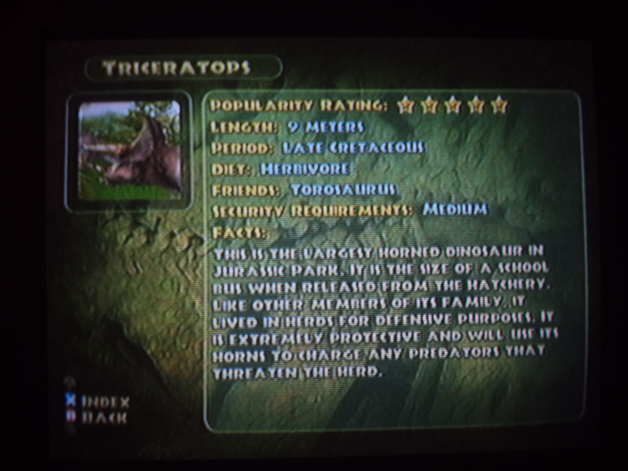 jurassic park operation genesis triceratops