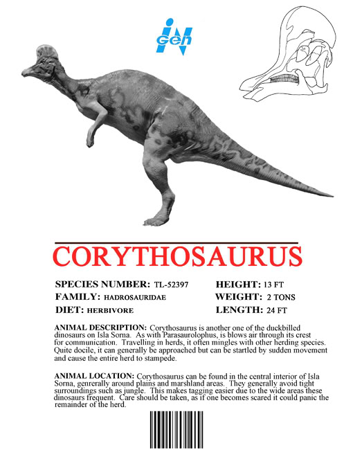 jurassic park ingen dinosaur list