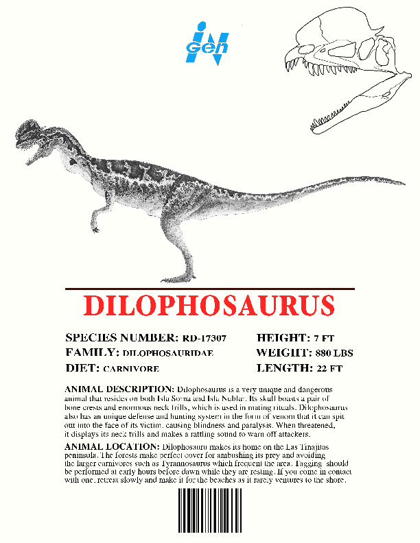 dilophosaurus jurassic park book