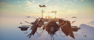 Sky Fortress (trailer screenshot - fleet of enemy ships - front)