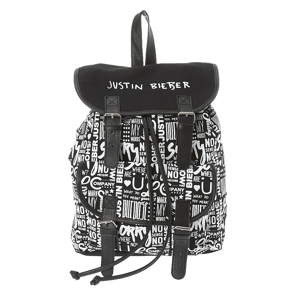 Image Justin Bieber Black and White Print Backpack.jpg Justin