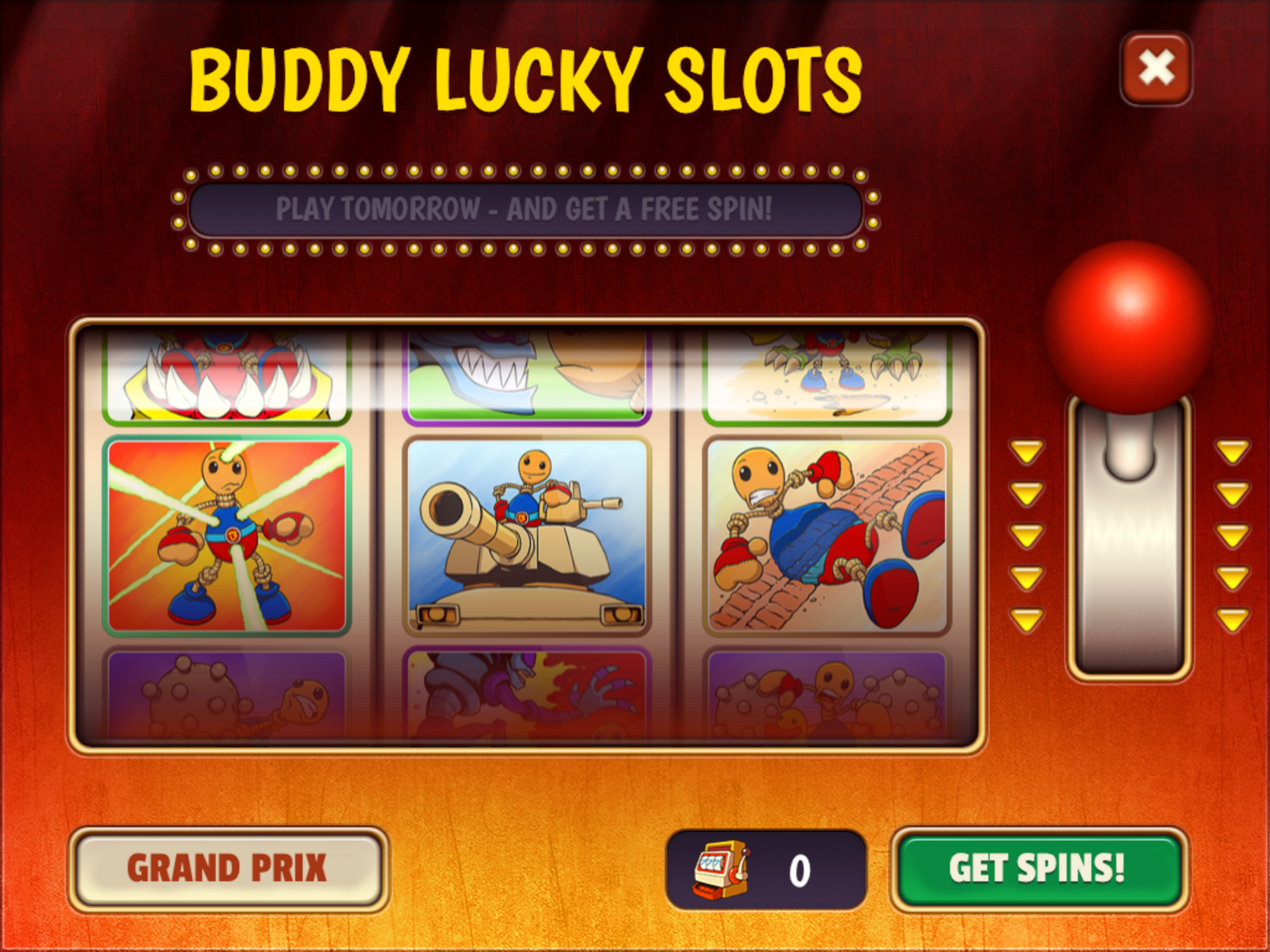 Kick the buddy slot machine spin