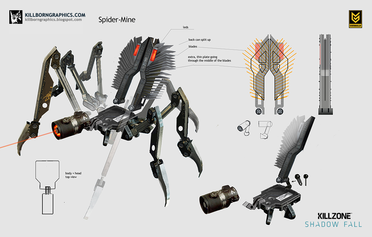 Spider mine. Killzone паук. Паук с оружием. Killzone Shadow Fall дрон. Killzone Shadow Fall робот паук.