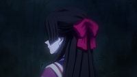 Satoko disappearing into the swamp