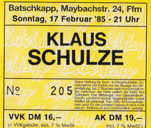 Klaus Schulze Batschkapp 1985 Karte