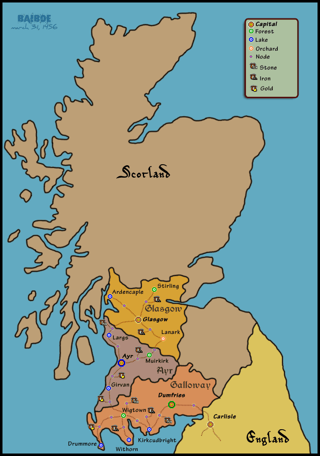 Koninkrijk Schotland (kaart) | Koninkrijken der ...