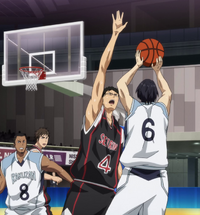 Hyuga stops Mibuchi's shot