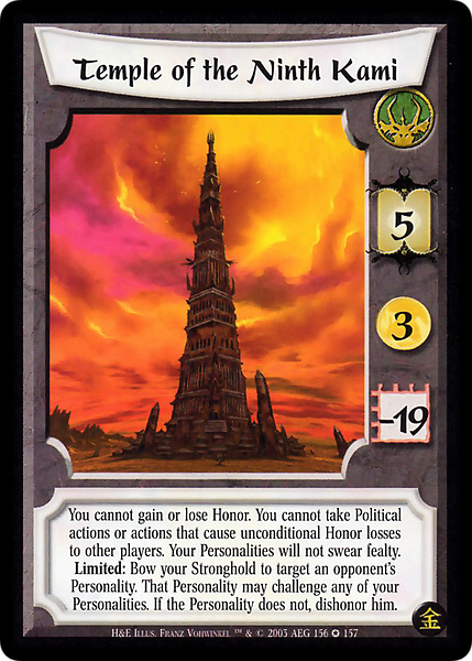 Temple Of The Ninth Kamicard L5r Legend Of The Five - 