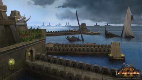 Puerto hombres lagarto warhammer total war por Milek Jakubiec