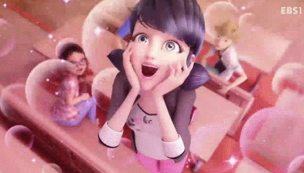 Resultado de imagem para marinette in love gif