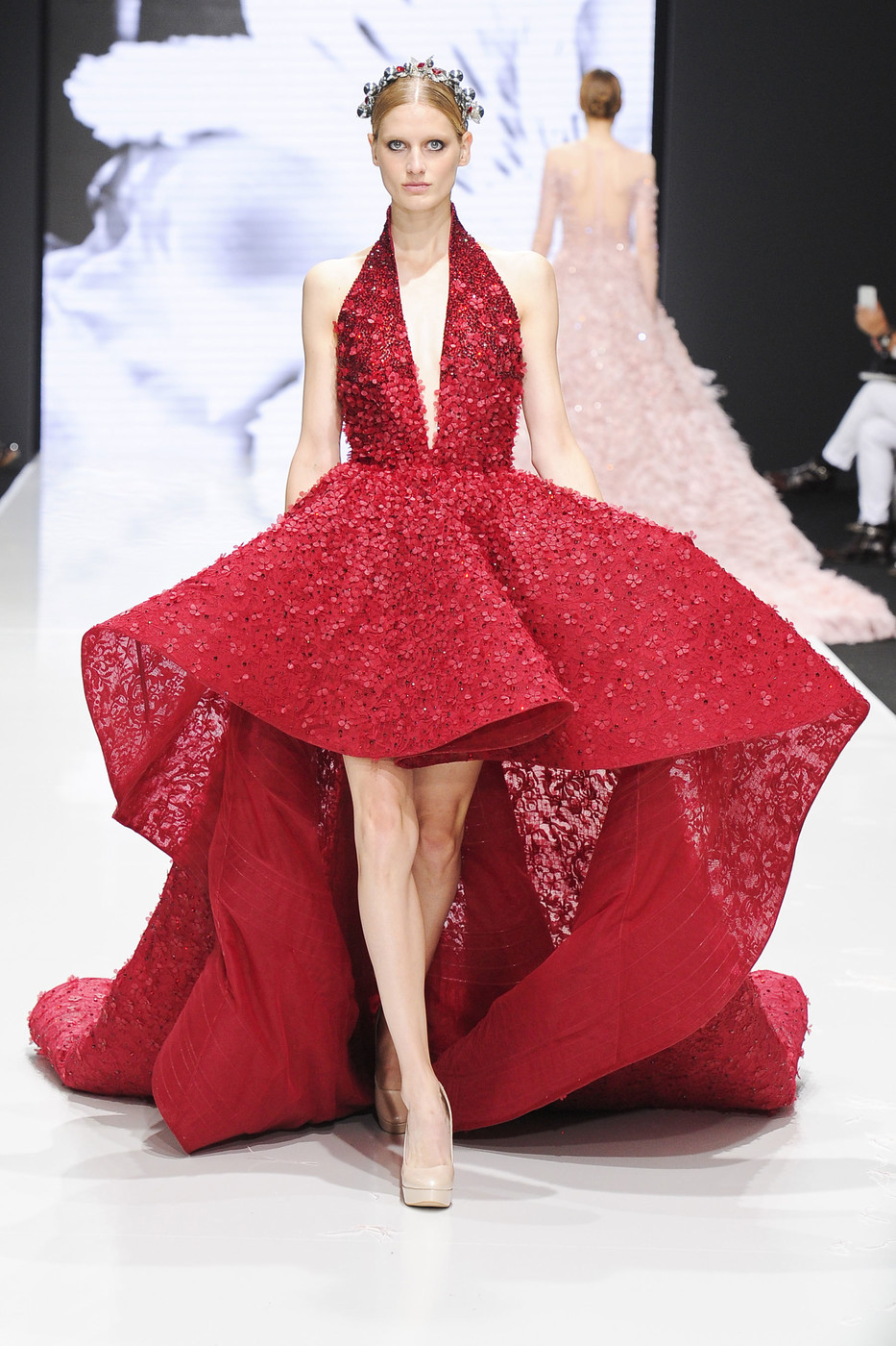 michael cinco red dress