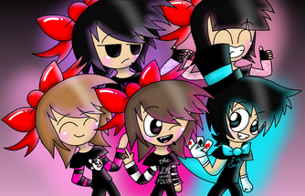 Four gals and one guy with shading