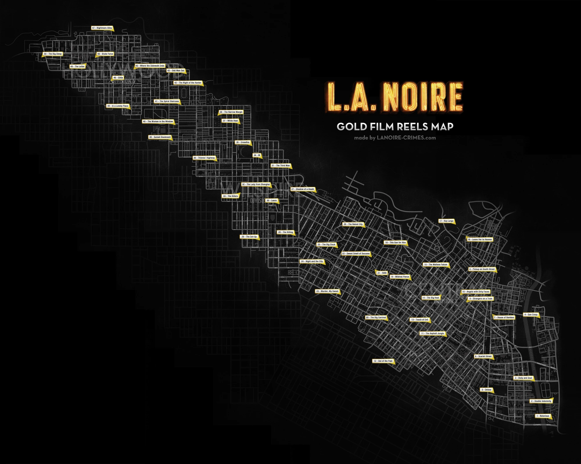 Image Golden Film Reels Map Locations.jpg L.A. Noire Wiki FANDOM