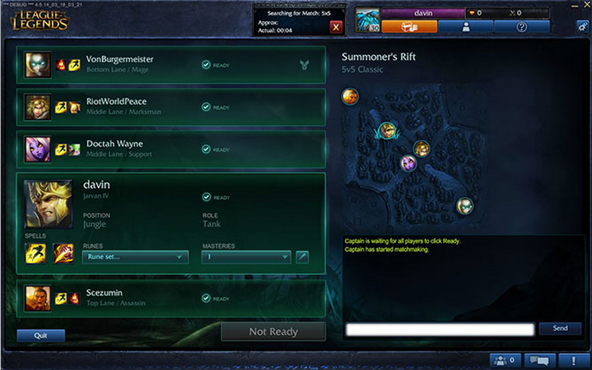 League of Legends team Builder matchmaking