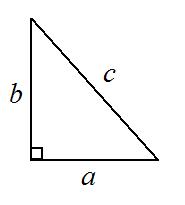 Right triangle with sides labeled a-b-c