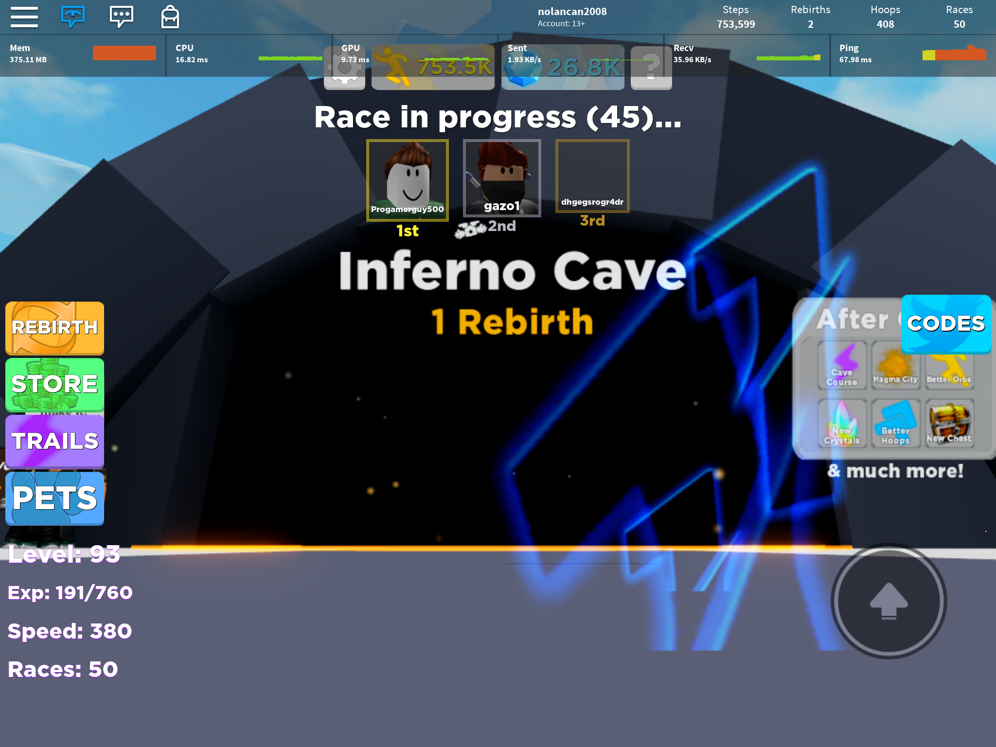 Inferno Cave Legends Of Speed Wiki Fandom - code for roblox legends of speed