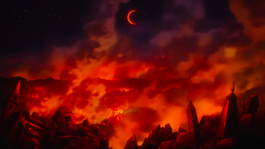 anime landscape fire