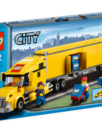 yellow lego truck and trailer