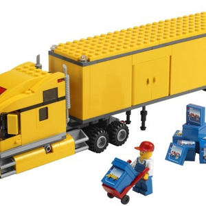 yellow lego truck and trailer