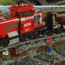 lego red cargo train 3677