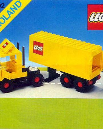 yellow lego truck and trailer