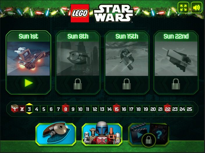 lego star wars advent calendar game