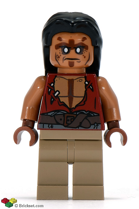 Lego Torso PotC Reddish Brown Bare Chest Zombie Dark Tan Dark Bluish Gray Belts