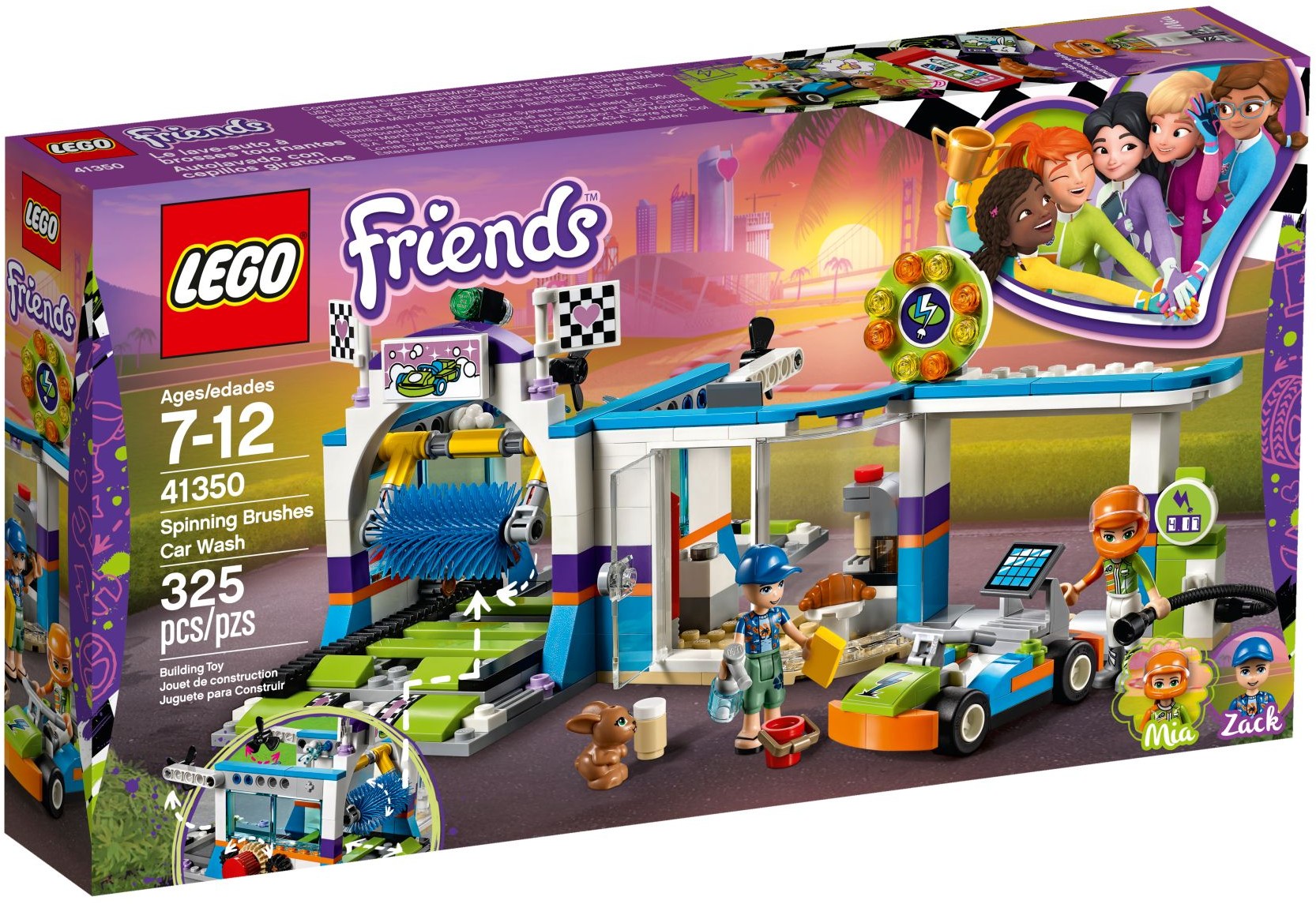 lego friends spinning brushes car wash 41350