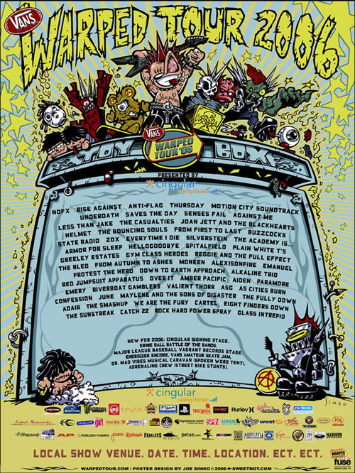 warped tour 2006 band list