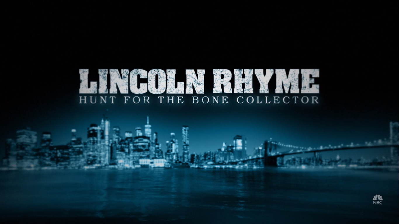 Image result for lincoln rhyme hunt for the bone collector title card"